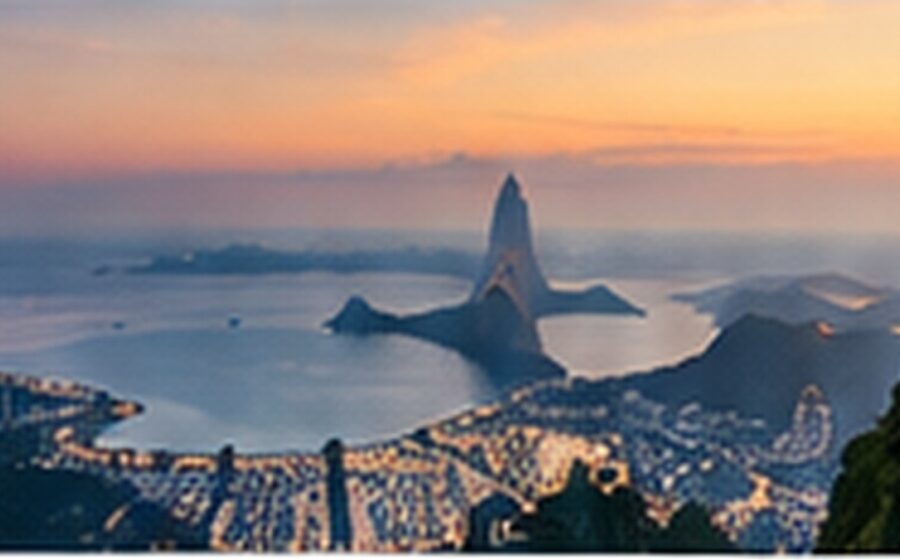 Vista panorâmica do Rio de Janeiro ao entardecer